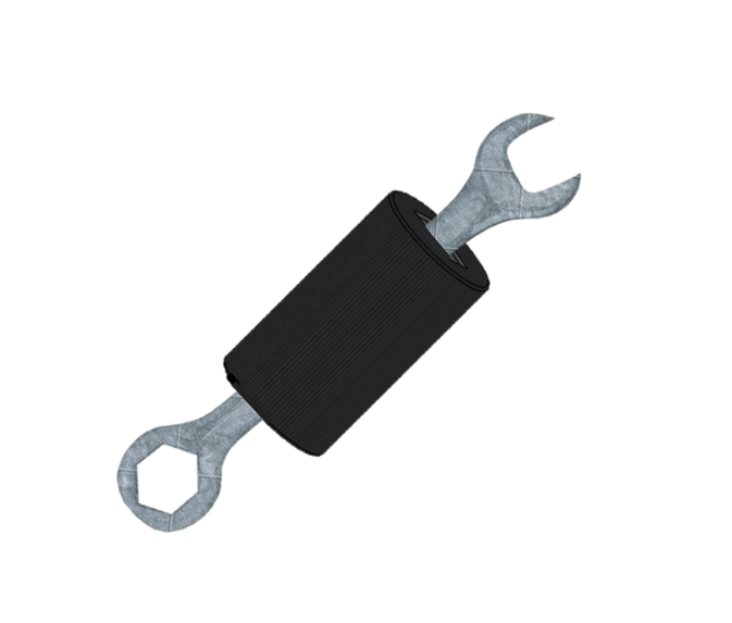 User-created simulated view of the cylindrical grip fitted to a combination wrench.